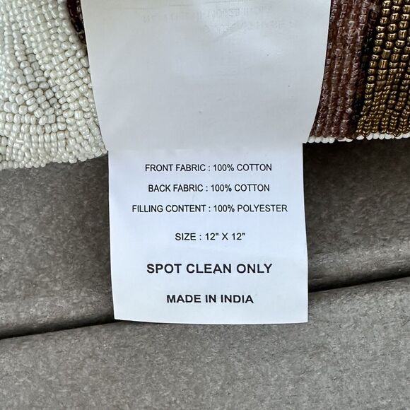 Pumpkin Patch Beaded Gold Pumpkin Throw Pillow Fall Thanksgiving Decor 12" x 12" - Picture 7 of 9